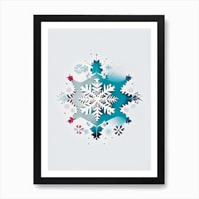 Irregular Snowflakes, Snowflakes, Minimal Line Drawing 1 Art Print