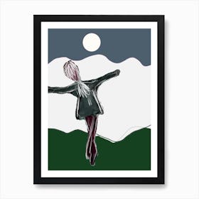 Girl In The Moonlight Art Print