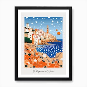 Poster Of Polignano A Mare, Italy, Illustration In The Style Of Pop Art 4 Art Print