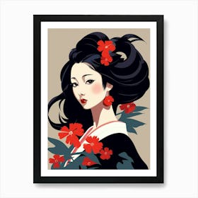 Geisha Japanese Style Illustration 12 Art Print