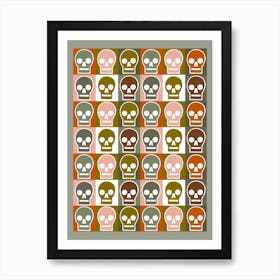 Skull Geometric Pattern in Autumn Fall Colours Art Print