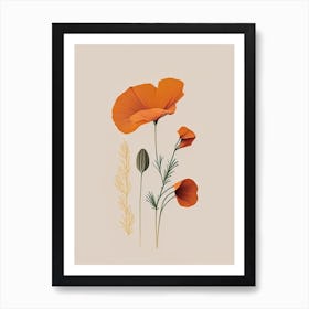 California Poppy Spices And Herbs Retro Minimal 1 Art Print