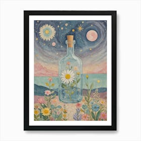 Flower Message In A Bottle Art Print