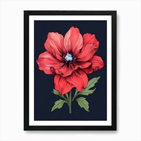 Red Anemone Flower Art Print