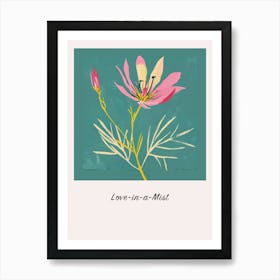 Love In A Mist 5 Square Flower Illustration Poster Art Print