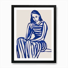 Woman Sitting On A Bench Art Print