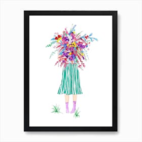 Bouquet Of Flowers Colourful In White Art Print