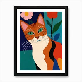 Cat With Flowers 2 Art Print