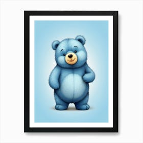 Cute Blue Bear Art Print