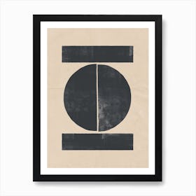 Minimal Abstract Blockprint Moon Sun Sky Water 01 Art Print