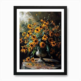 Baroque Floral Still Life Black Eyed Susan 3 Art Print