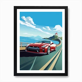 A Nissan Gt R In Causeway Coastal Route Illustration 2 Art Print