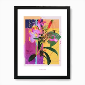 Honeysuckle 4 Neon Flower Collage Poster Art Print