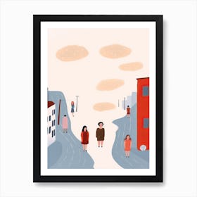 San Francisco, California Scene, Tiny People And Illustration 4 Art Print