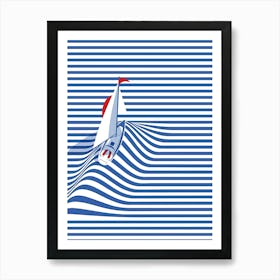 Sailboat On A Striped Background Art Print