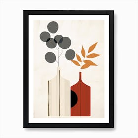 Two Vases With Leaves Art Print