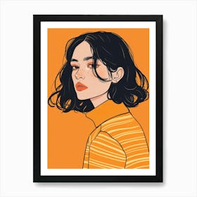 Girl In Orange Sweater Art Print