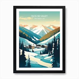 Poster Of Taos Ski Valley   New Mexico, Usa, Ski Resort Illustration 3 Art Print