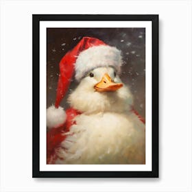 Santa Duck Vintage Portrait Victorian Animal Portrait Dressed Animal Print Rustic Christmas Wall Art Vintage Christmas Decor Art Print