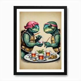 Turtles Tea Party Art Print