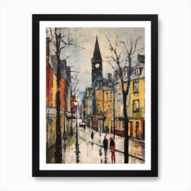 Vintage Winter Painting Glasgow United Kingdom Art Print