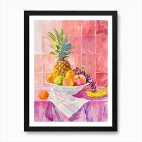 Pink Breakfast Food Fruit Salad 3 Art Print