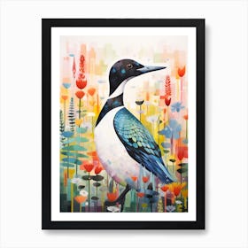 Bird Painting Collage Common Loon 2 Art Print