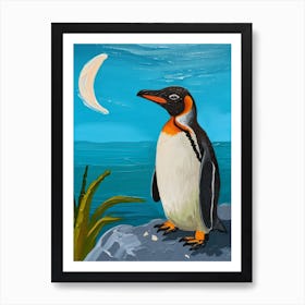 Galapagos Penguin Half Moon Island Colour Block Painting 4 Art Print