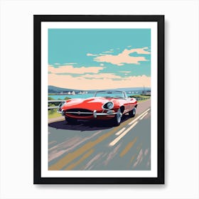 A Jaguar E Type In Causeway Coastal Route Illustration 4 Art Print
