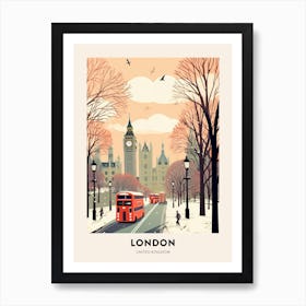 Vintage Winter Travel Poster London United Kingdom 2 Art Print