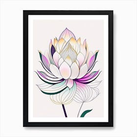 Lotus Flower Pattern Abstract Line Drawing 3 Art Print