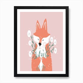 Fox With Flowers Art Print