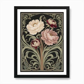 Deco Peonies William Morris Style Art Print