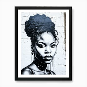 Graffiti Mural Of Beautiful Black Woman 19 Art Print