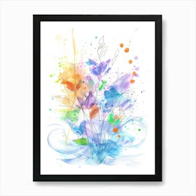 Watercolor Flowers Abstract paint painting Art Print