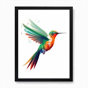 Colourful Geometric Bird Hummingbird 2 Art Print