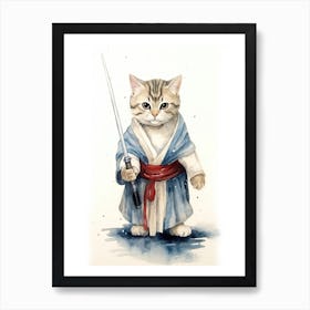 American Shorthair Cat As A Jedi 1 Art Print