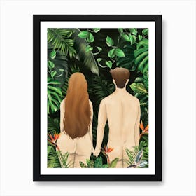 Wild Jungle Man And Woman Art Print