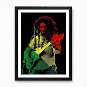 Bob Marley Line Illustration Color v3 Art Print