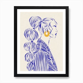 Woman In Blue 4 Line Art Print
