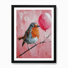 Cute Robin With Balloon Art Print