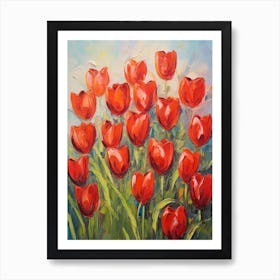 Red Tulips Hearts Flowers Valentine Art Print