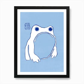 White Frog On Blue Art Print