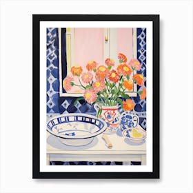 Bathroom Vanity Painting With A Daisy Bouquet 3 Art Print