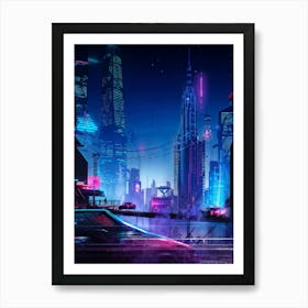 A Full Scale Concept Illustration Of An Urban Future Landscape Bathed In A Sea Of Electric Movement (6) Art Print