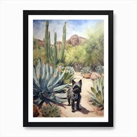 Painting Of A Dog In Desert Botanical Garden, Usa In The Style Of Watercolour 01 Art Print