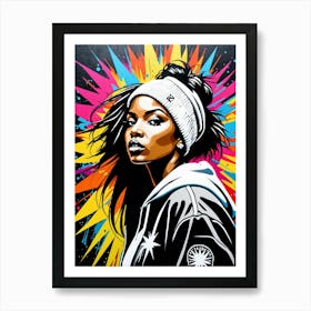 Graffiti Mural Of Beautiful Hip Hop Girl 73 Art Print
