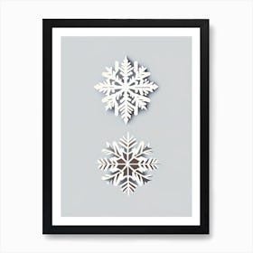 Fragile, Snowflakes, Retro Minimal 2 Art Print