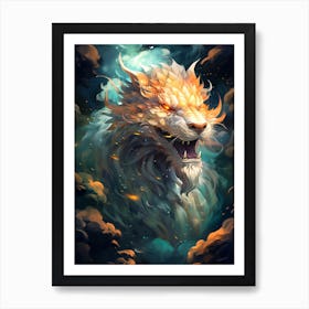 Lion In The Clouds Art Print