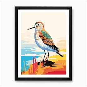 Colourful Geometric Bird Dunlin 4 Art Print